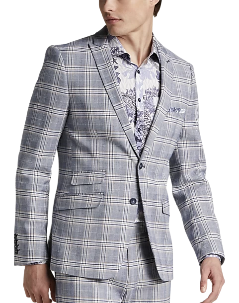 Paisley & Gray Slim Fit Suit Separates, Blue & Beige Check