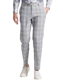 Paisley & Gray Slim Fit Suit Separates Pants, Blue & Beige Check