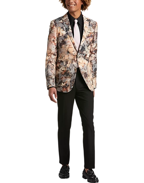 Paisley & Gray Slim Fit Suit Separates Coat, Brown And Cream Floral - Image 2