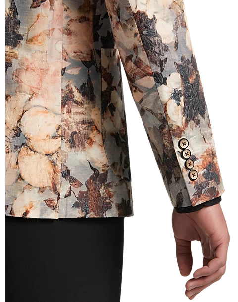 Paisley & Gray Slim Fit Suit Separates Coat, Brown And Cream Floral - Image 3