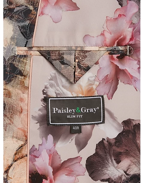 Paisley & Gray Slim Fit Suit Separates Coat, Brown And Cream Floral - Image 4