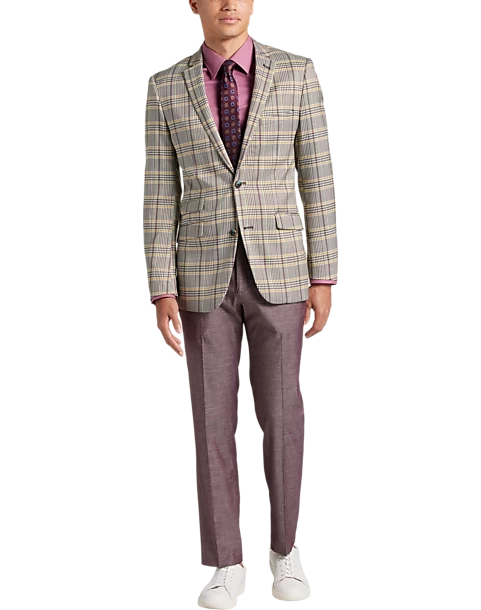 Paisley & Gray Slim Fit Suit Separates Coat, Olive & Yellow Check - Image 6