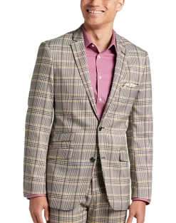 Paisley & Gray Slim Fit Suit Separates Coat, Olive & Yellow Check