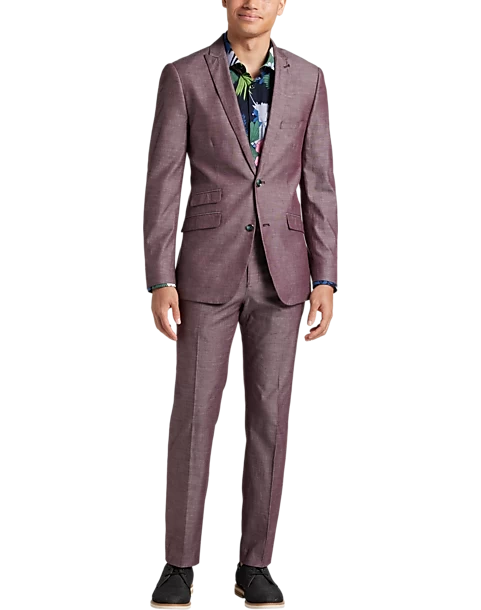 Paisley & Gray Slim Fit Suit Separates Coat, Mulberry - Image 2