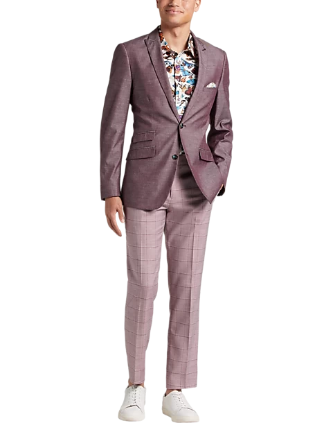 Paisley & Gray Slim Fit Suit Separates Coat, Mulberry - Image 6