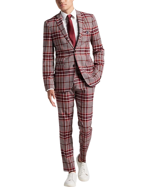 Paisley & Gray Slim Fit Suit Separates Coat, Pink Plaid - Image 2