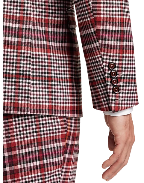 Paisley & Gray Slim Fit Suit Separates Coat, Pink Plaid - Image 3