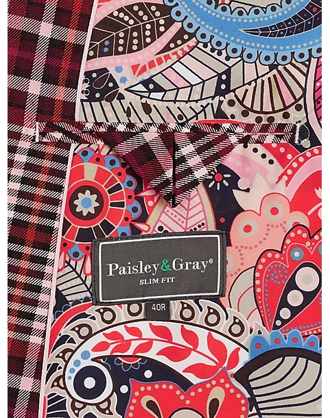 Paisley & Gray Slim Fit Suit Separates Coat, Pink Plaid - Image 4