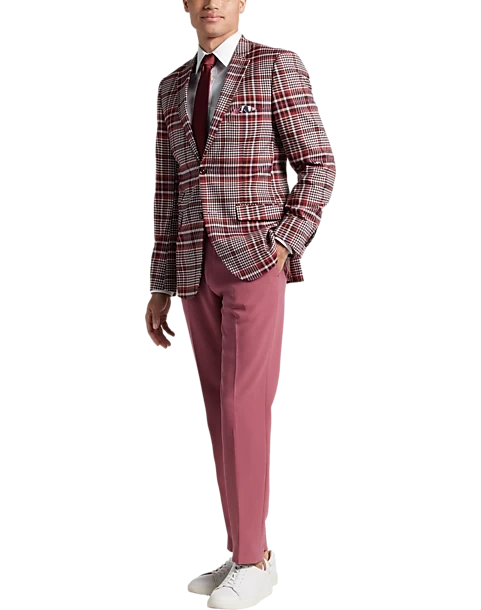 Paisley & Gray Slim Fit Suit Separates Coat, Pink Plaid - Image 6