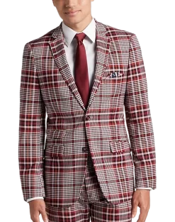 Paisley & Gray Slim Fit Suit Separates Coat, Pink Plaid