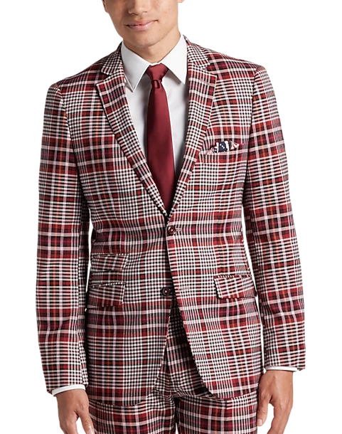 Paisley & Gray Slim Fit Suit Separates Coat, Pink Plaid