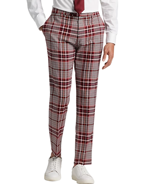 Paisley & Gray Slim Fit Suit Separates Pants, Pink Plaid
