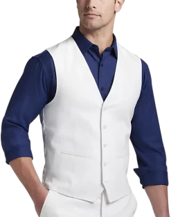 JOE Joseph Abboud Slim Fit Linen Blend Suit Separates Vest, White