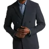 JOE Joseph Abboud Slim Fit Double Breasted Suit Separates Coat, Navy Plaid Seersucker