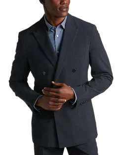 JOE Joseph Abboud Slim Fit Double Breasted Suit Separates Coat, Navy Plaid Seersucker