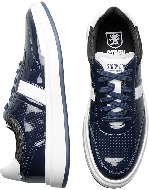 Stacy Adams Cashton Perforated Sneakers, Gray Patent