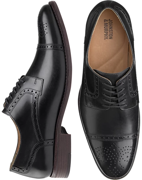 Johnston & Murphy Lewis Cap Toe Lace-Up Dress Shoe, Black