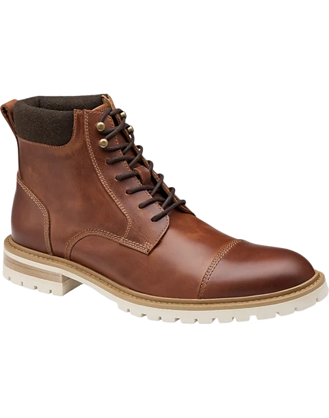 Johnston & Murphy Barrett Cap Toe Lace-Up Boots, Cognac - Image 5