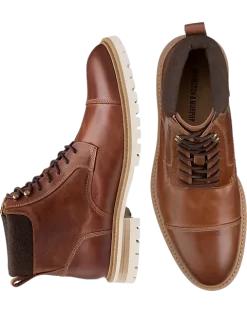 Johnston & Murphy Barrett Cap Toe Lace-Up Boots, Cognac