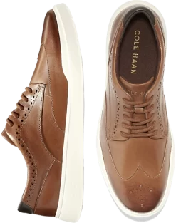 Cole Haan Grand Crosscourt Leather Wingtip Sneakers, Cognac