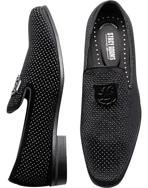 Stacy Adams Swagger Studded Ornament Formal Loafers, Black & Gold