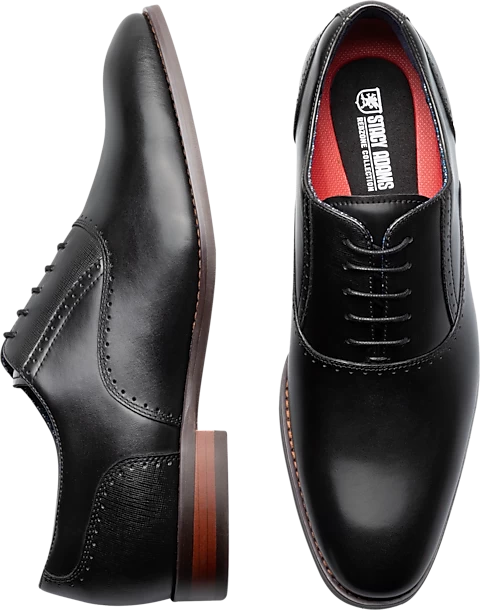 Stacy Adams Kalvin Plain Toe Lace-Up Dress Shoes, Black