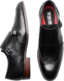 Stacy Adams Karson Wingtip Monkstrap Dress Shoes, Black