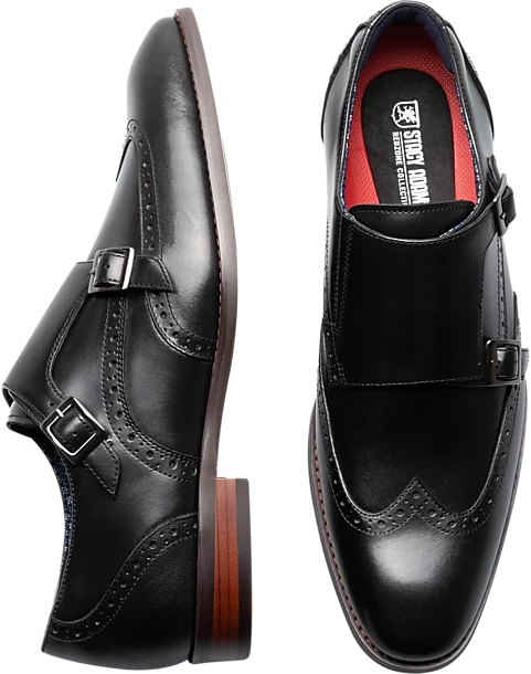 Stacy Adams Karson Wingtip Monkstrap Dress Shoes, Black