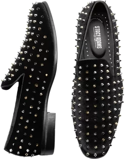 Stacy Adams Spire Spiked Formal Loafers, Black And Gold