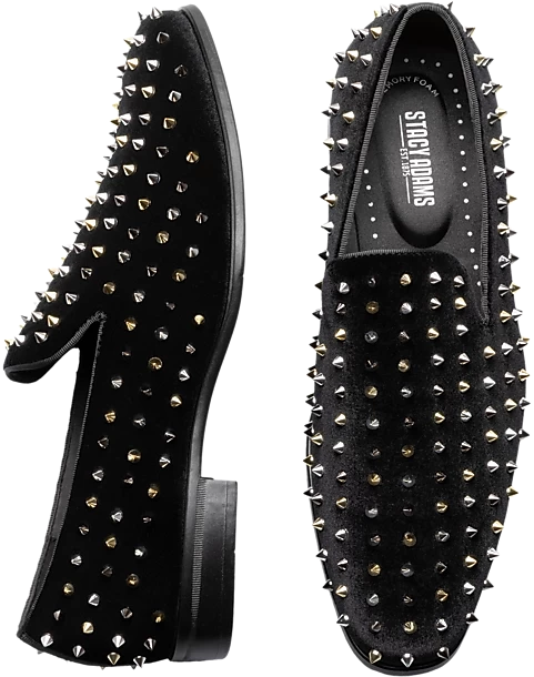 Stacy Adams Spire Spiked Formal Loafers, Black And Gold