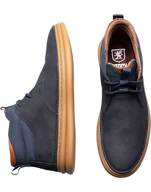 Stacy Adams Delson Plain Toe Lace-Up Chukka Boots, Navy