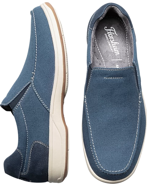 Florsheim Lakeside Canvas Moc Toe Shoes, Blue