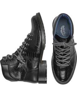 Belvedere Como Ostrich Hiking Boots, Black