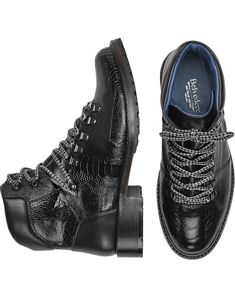 Belvedere Como Ostrich Hiking Boots, Black