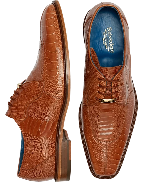 Belvedere Siena Ostrich Moc Toe Oxfords, Burned Amber