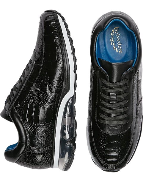 Belvedere Todd Ostrich Sneakers, Black