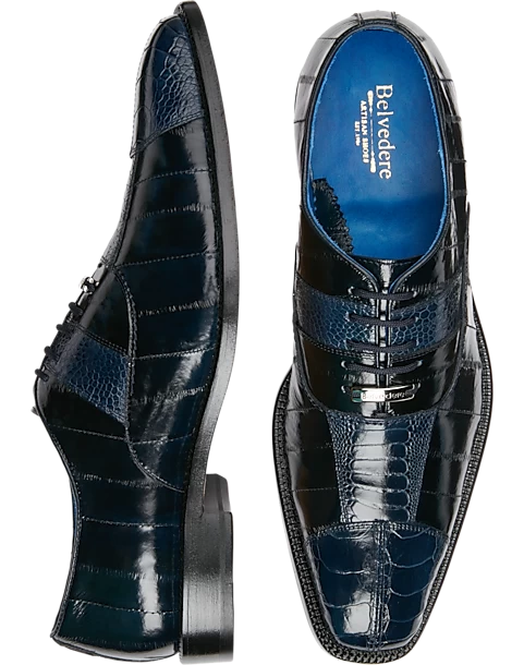 Belvedere Mare Ostrich & Eel Cap Toe Oxfords, Camel