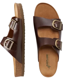 Eastland Cambridge Double Buckle Slide Sandals, Mahogany