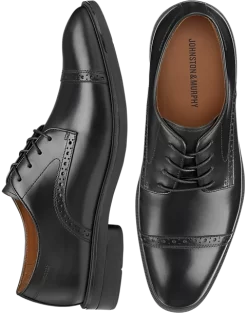 Johnston & Murphy Ronan Cap Toe Oxfords, Black