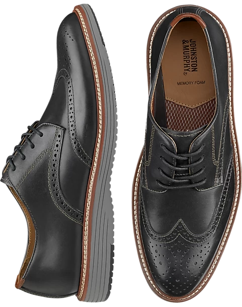 Johnston & Murphy Upton Wingtip Oxfords, Black