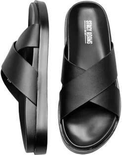 Stacy Adams Montel Cross Strap Slide Sandals, Black
