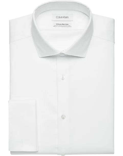 Calvin Klein Infinite Non-Iron Slim Fit Stretch Collar French Cuff Dress Shirt, White