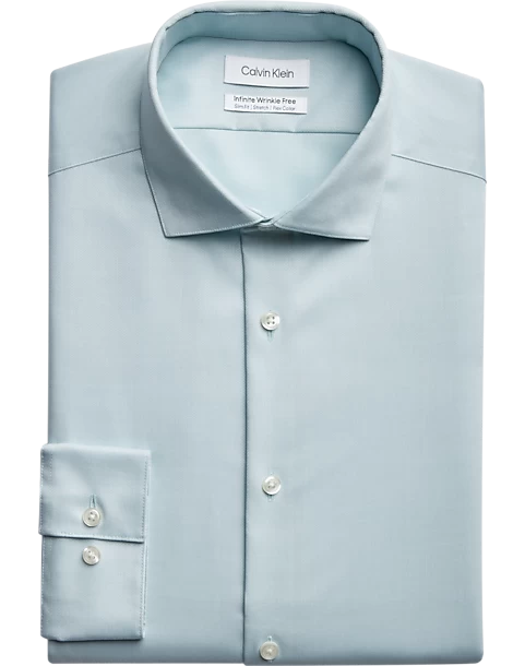 Calvin Klein Infinite Wrinkle Free Slim Fit Stretch Collar Dress Shirt, Green