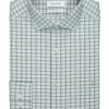 Calvin Klein Slim Fit Embroidered Logo Dress Shirt, Soft Sage Plaid