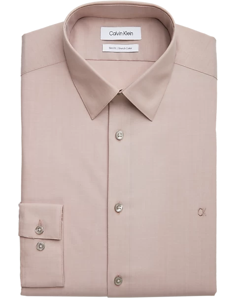Calvin Klein Slim Fit Embroidered Logo Dress Shirt, Taupe