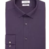 Calvin Klein Refined Cotton Stretch Supima Slim Fit Hidden Button-Down Collar Dress Shirt, Purple