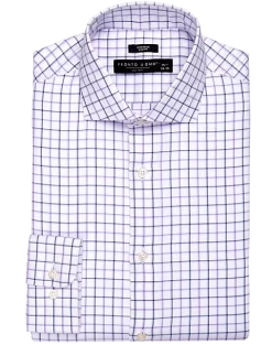 Pronto Uomo Slim Fit Spread Collar Shirt, Purple Windowpane Plaid