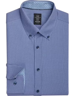 Michael Strahan Four-Way Stretch Modern Fit Dress Shirt, Blue Gingham
