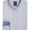 Michael Strahan Four-Way Stretch Modern Fit Dress Shirt, White Dot