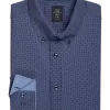Michael Strahan Modern Fit 4-Way Stretch Dress Shirt, Blue Dot